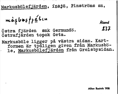Bild på arkivkortet för arkivposten Markusbölefjärden