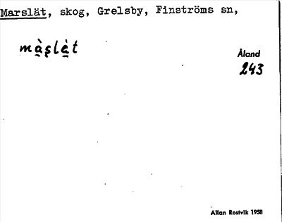Bild på arkivkortet för arkivposten Marslät