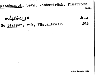 Bild på arkivkortet för arkivposten Mastberget