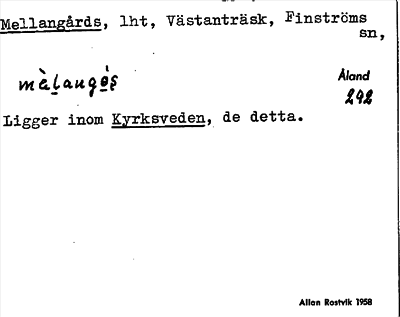 Bild på arkivkortet för arkivposten Mellangårds