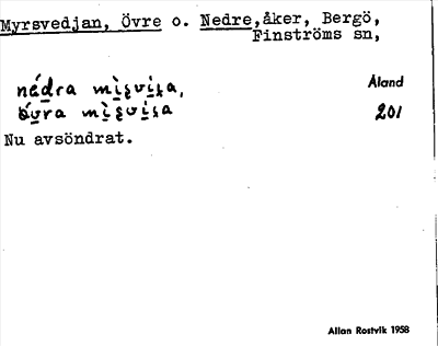 Bild på arkivkortet för arkivposten Myrsvedjan, Övre o. Nedre
