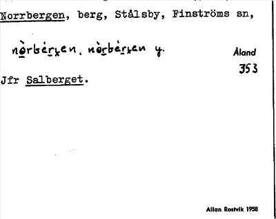 Bild på arkivkortet för arkivposten Norrbergen