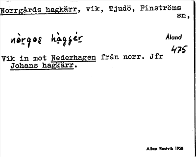 Bild på arkivkortet för arkivposten Norrgårds hagkärr