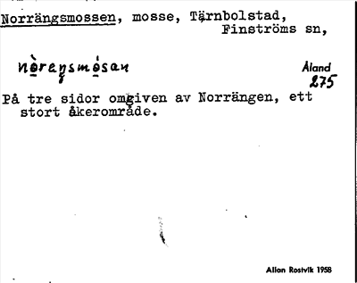 Bild på arkivkortet för arkivposten Norrängsmossen