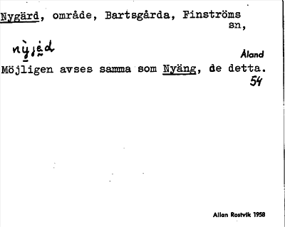 Bild på arkivkortet för arkivposten Nygärd