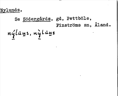 Bild på arkivkortet för arkivposten Nylunds, Se Södergårds