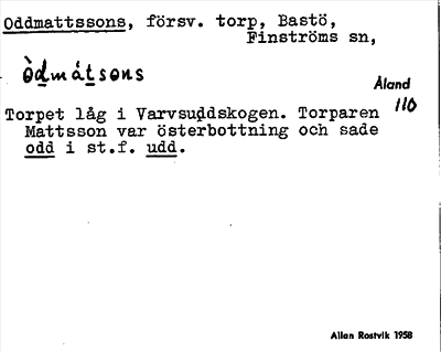 Bild på arkivkortet för arkivposten Oddmattssons