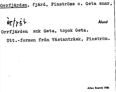 Bild på arkivkortet för arkivposten Orrfjärden