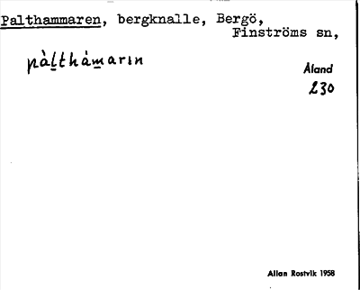 Bild på arkivkortet för arkivposten Palthammaren