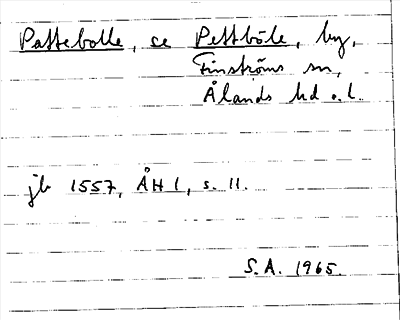 Bild på arkivkortet för arkivposten Pattebolle, se Pettböle
