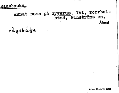 Bild på arkivkortet för arkivposten Ransbacka