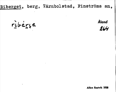 Bild på arkivkortet för arkivposten Riberget