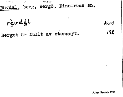 Bild på arkivkortet för arkivposten Rävdal