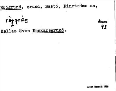Bild på arkivkortet för arkivposten Röjgrund