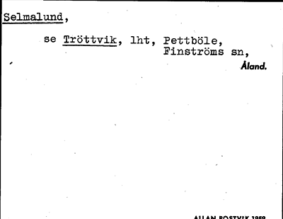 Bild på arkivkortet för arkivposten Selmalund, se Tröttvik