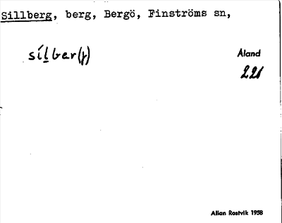 Bild på arkivkortet för arkivposten Sillberg