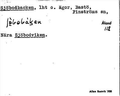 Bild på arkivkortet för arkivposten Sjöbodbacken