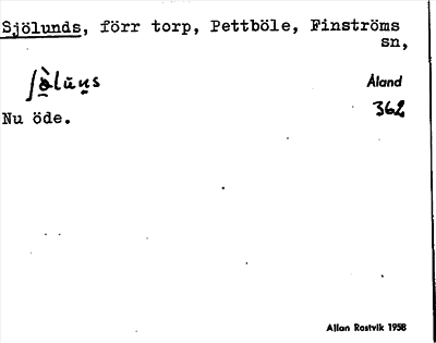 Bild på arkivkortet för arkivposten Sjölunds