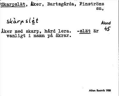 Bild på arkivkortet för arkivposten Skarpslät