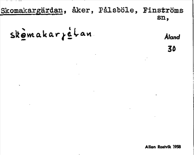 Bild på arkivkortet för arkivposten Skomakargärdan