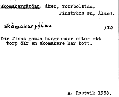 Bild på arkivkortet för arkivposten Skomakargärdan