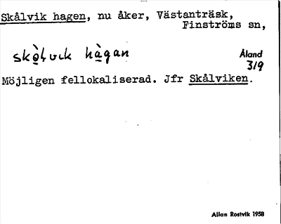 Bild på arkivkortet för arkivposten Skålvik hagen