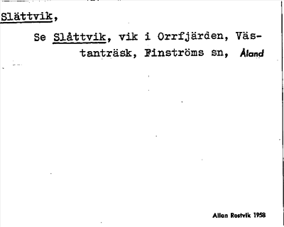 Bild på arkivkortet för arkivposten Slättvik, se Slåttvik
