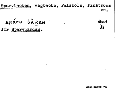 Bild på arkivkortet för arkivposten Sparvbacken