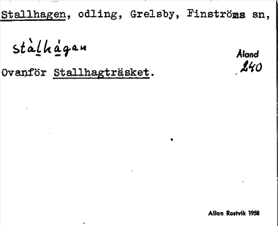 Bild på arkivkortet för arkivposten Stallhagen