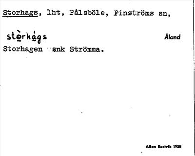 Bild på arkivkortet för arkivposten Storhags