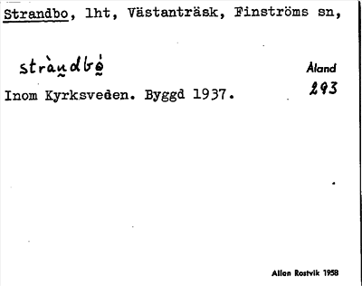 Bild på arkivkortet för arkivposten Strandbo