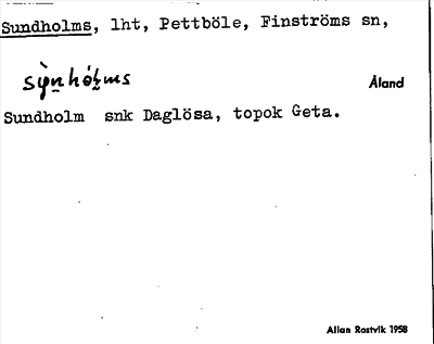 Bild på arkivkortet för arkivposten Sundholms