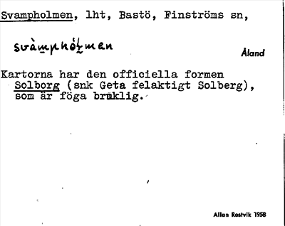Bild på arkivkortet för arkivposten Svampholmen