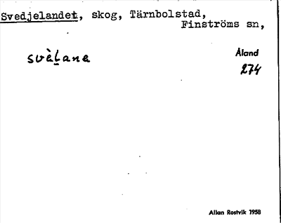 Bild på arkivkortet för arkivposten Svedjelandet