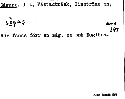 Bild på arkivkortet för arkivposten Sågars