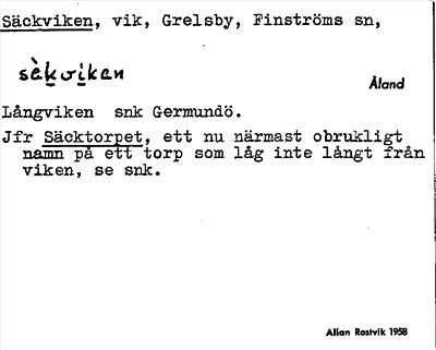 Bild på arkivkortet för arkivposten Säckviken