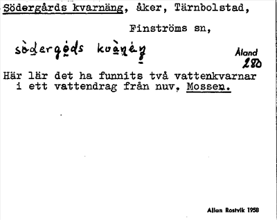 Bild på arkivkortet för arkivposten Södergårds kvarnäng