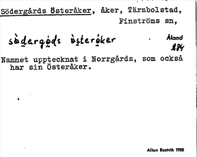 Bild på arkivkortet för arkivposten Södergårds österåker