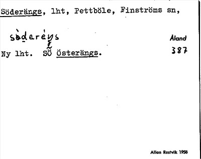 Bild på arkivkortet för arkivposten Söderängs