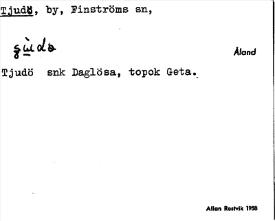 Bild på arkivkortet för arkivposten Tjudö