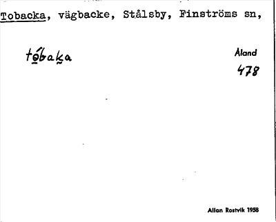 Bild på arkivkortet för arkivposten Tobacka