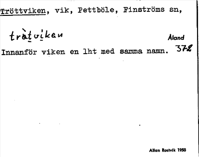 Bild på arkivkortet för arkivposten Tröttviken