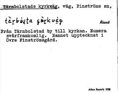 Bild på arkivkortet för arkivposten Tärnbolstads kyrkväg