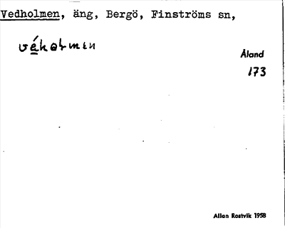 Bild på arkivkortet för arkivposten Vedholmen