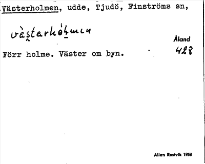 Bild på arkivkortet för arkivposten Västerholmen