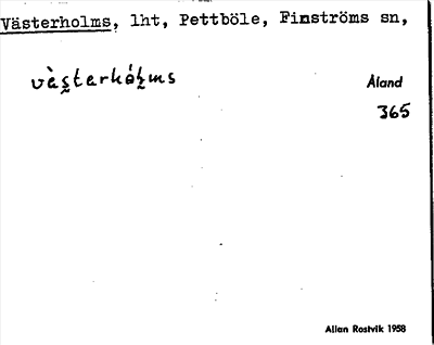 Bild på arkivkortet för arkivposten Västerholms