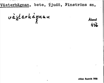 Bild på arkivkortet för arkivposten Västerhägnan