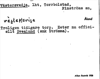 Bild på arkivkortet för arkivposten Västersvedja