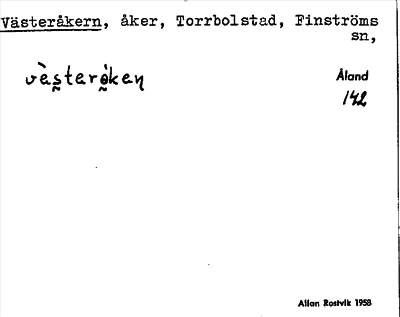 Bild på arkivkortet för arkivposten Västeråkern