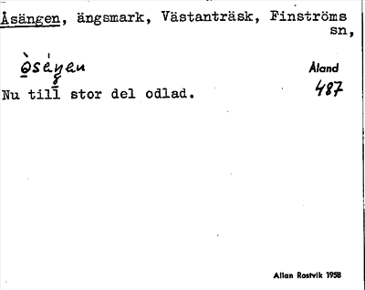Bild på arkivkortet för arkivposten Åsängen